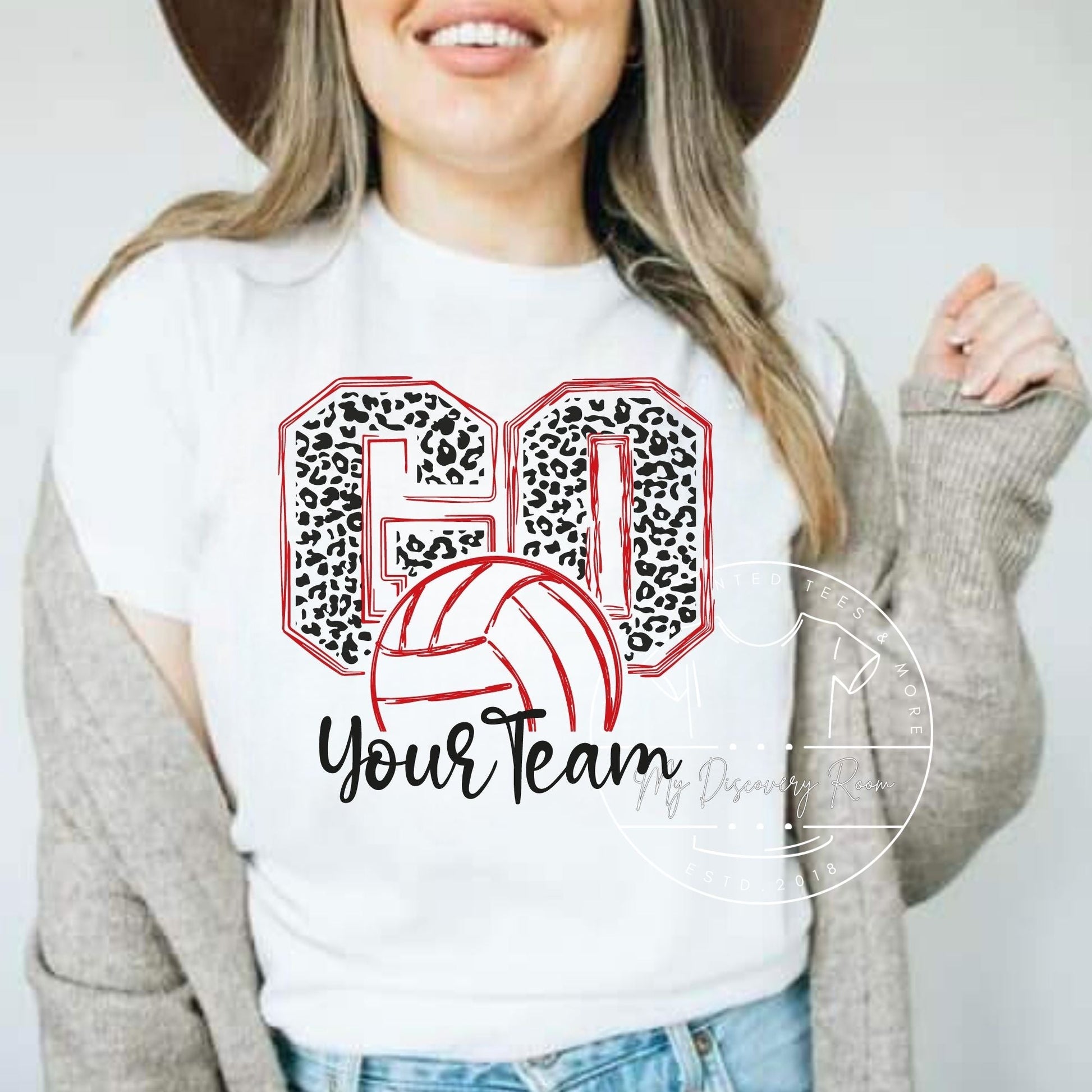 Custom Go Leopard Volleyball With Your Name Graphic Tee - MyDiscoveryRoom