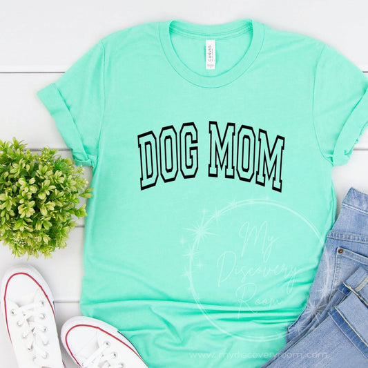 Dog Mom Boxy Letters Graphic Tee - MyDiscoveryRoom