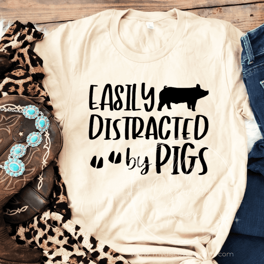 Easily Distracted By Pigs Graphic Tee - MyDiscoveryRoom
