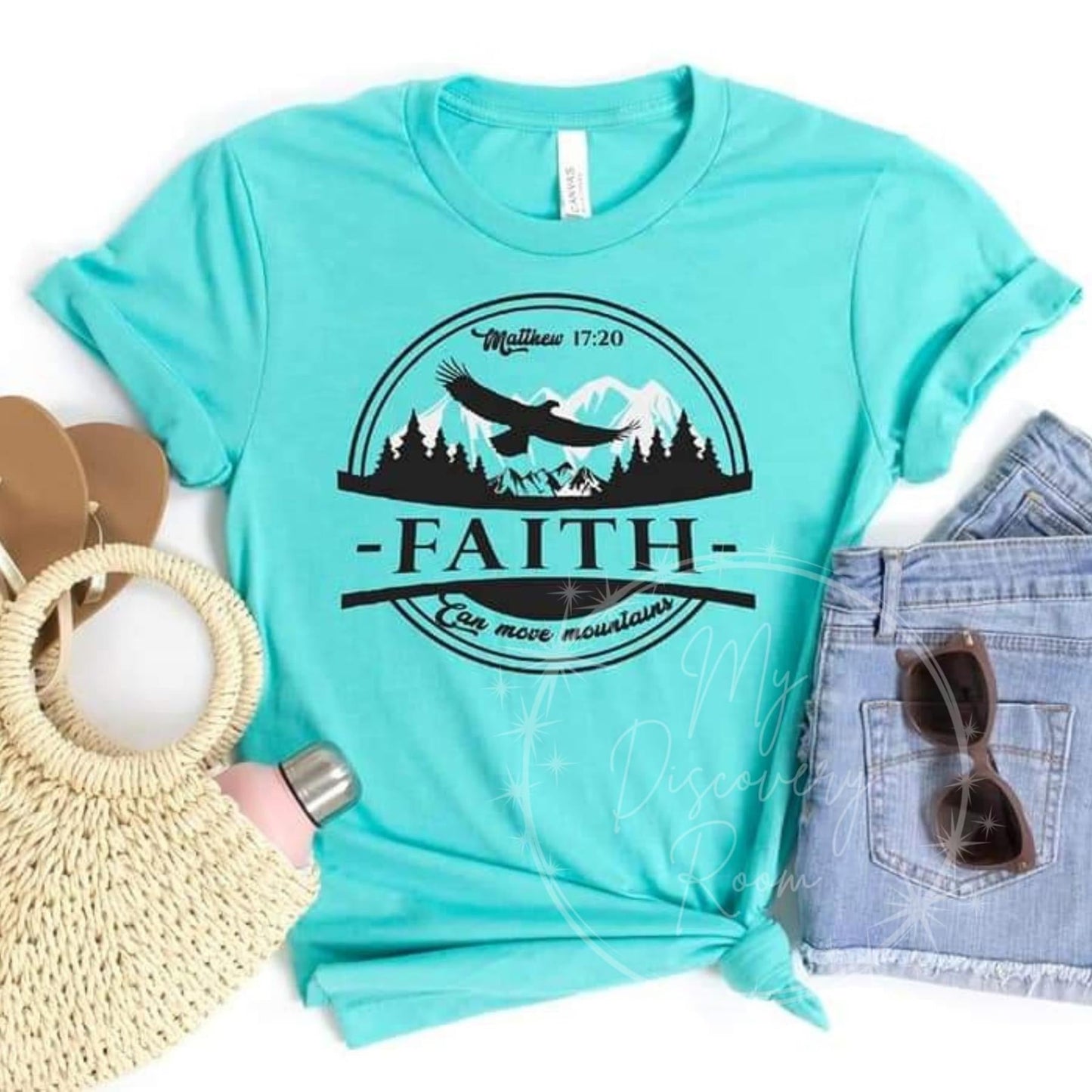 Faith Can Move Mountains Matthew 17:20 with Eagle Graphic Tee - MyDiscoveryRoom