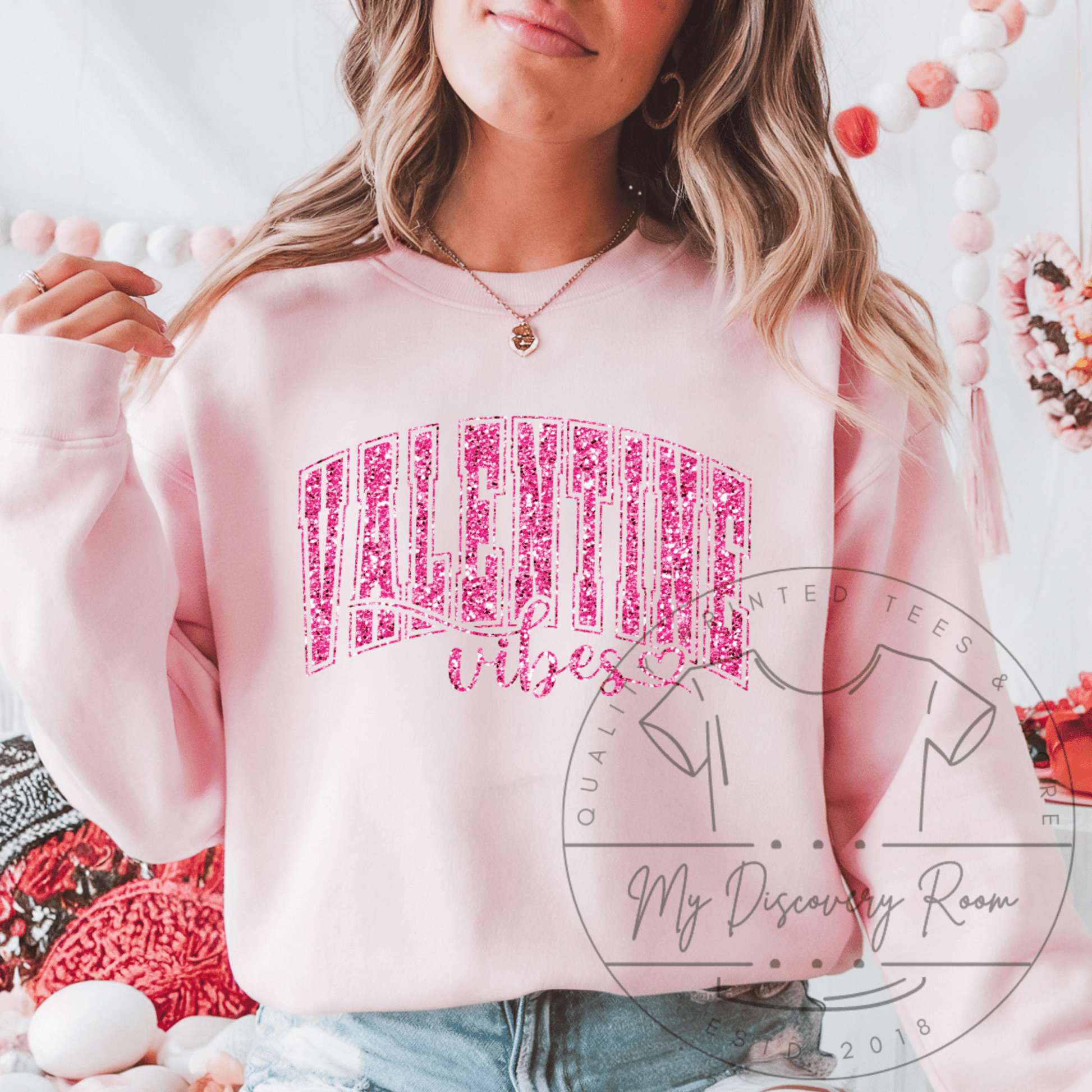 Faux Glitter Valentine Vibes Graphic Tee - MyDiscoveryRoom