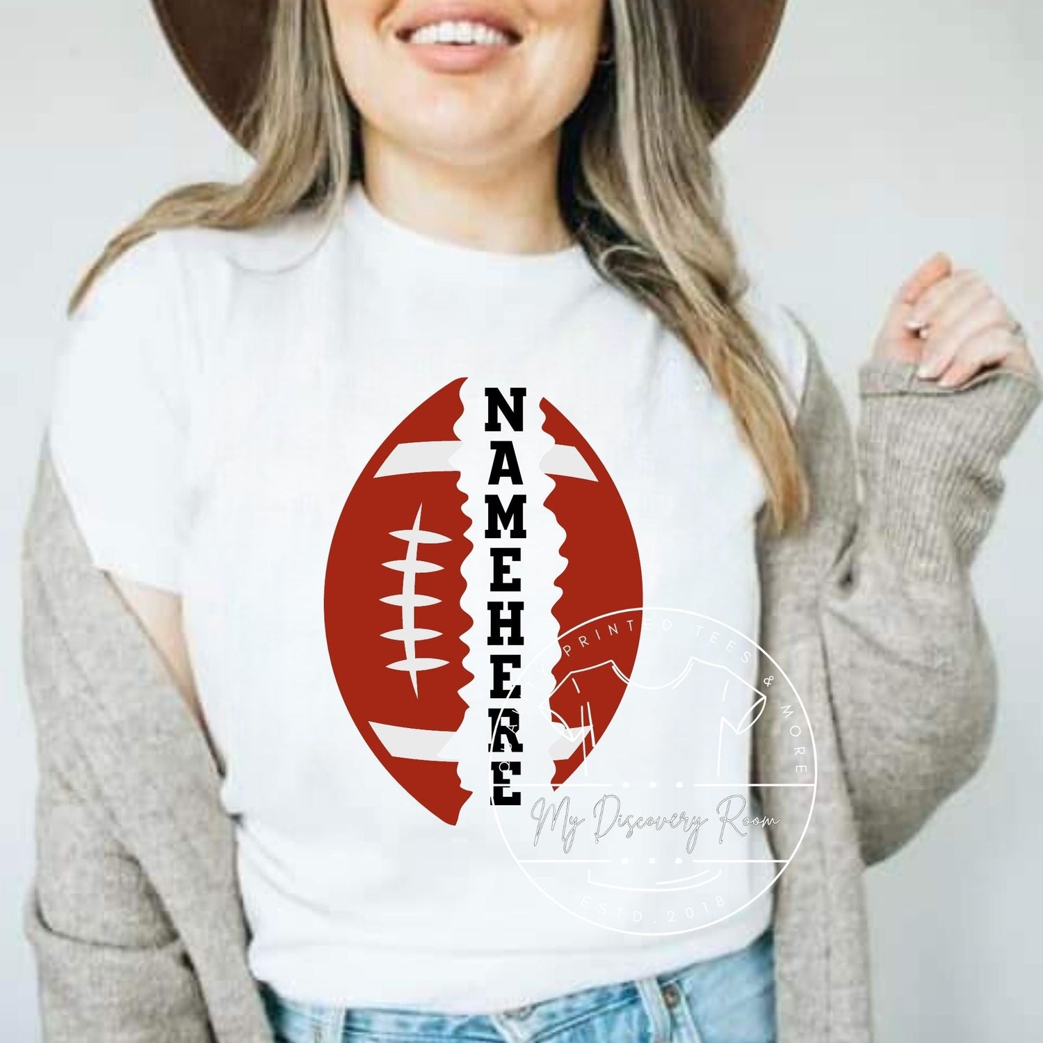 Football Frayed With Your Name Graphic Tee - MyDiscoveryRoom