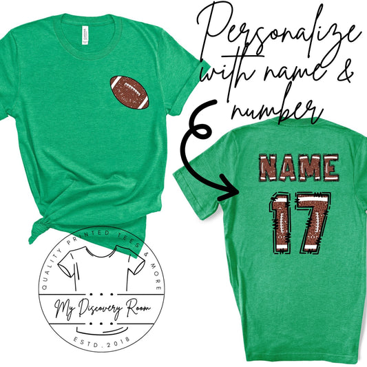 Football Front Chest With Name & Number On Back Graphic Tee - MyDiscoveryRoom