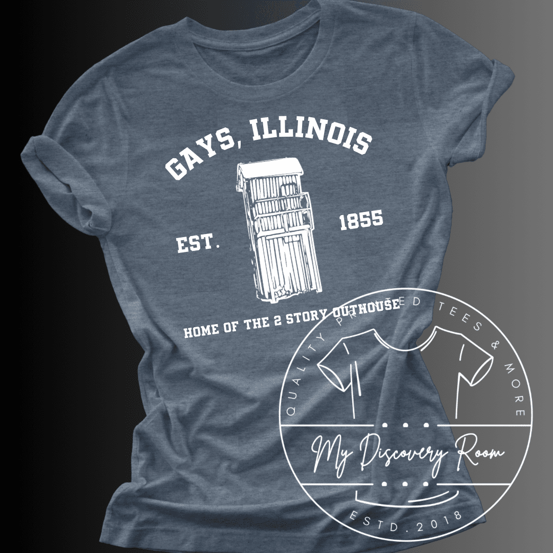Gays, IL Two Story Outhouse Graphic Tee - MyDiscoveryRoom
