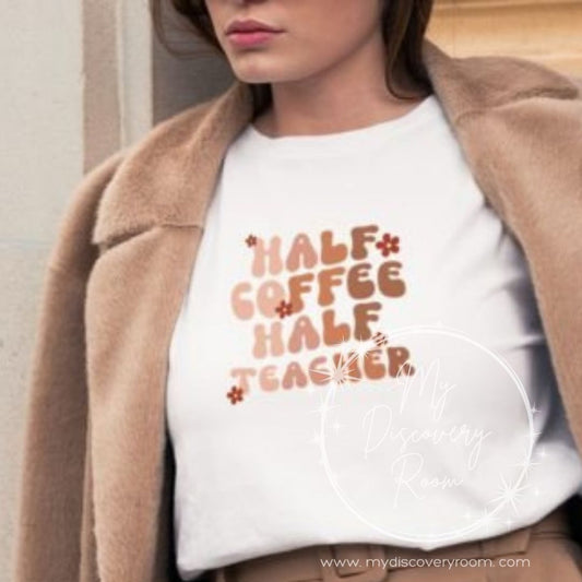Half Coffee Half Teacher Gradient Graphic Tee - MyDiscoveryRoom