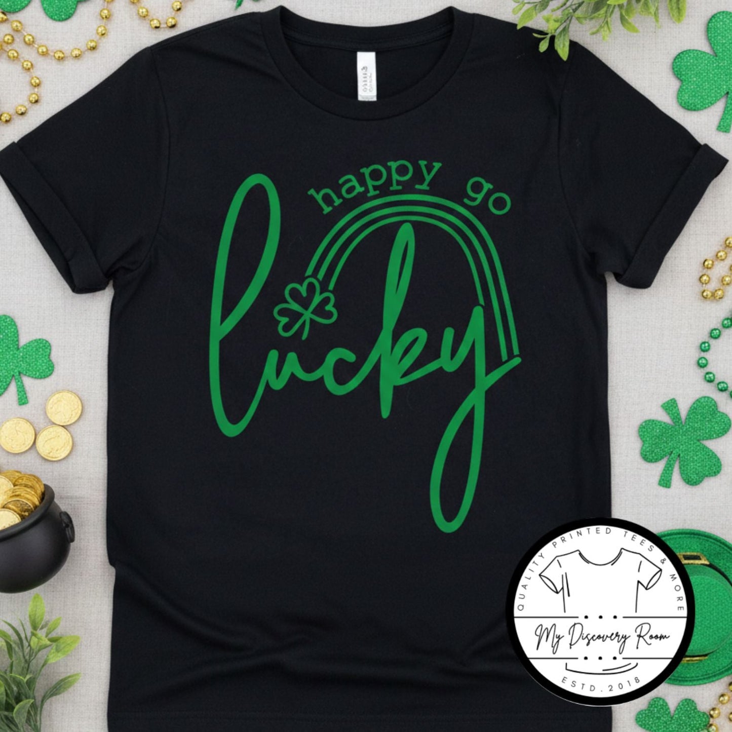 Happy Go Lucky Rainbow Graphic Tee - MyDiscoveryRoom