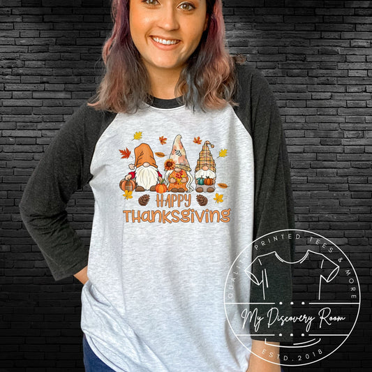 Happy Thanksgiving Gnomes Graphic Tee - MyDiscoveryRoom