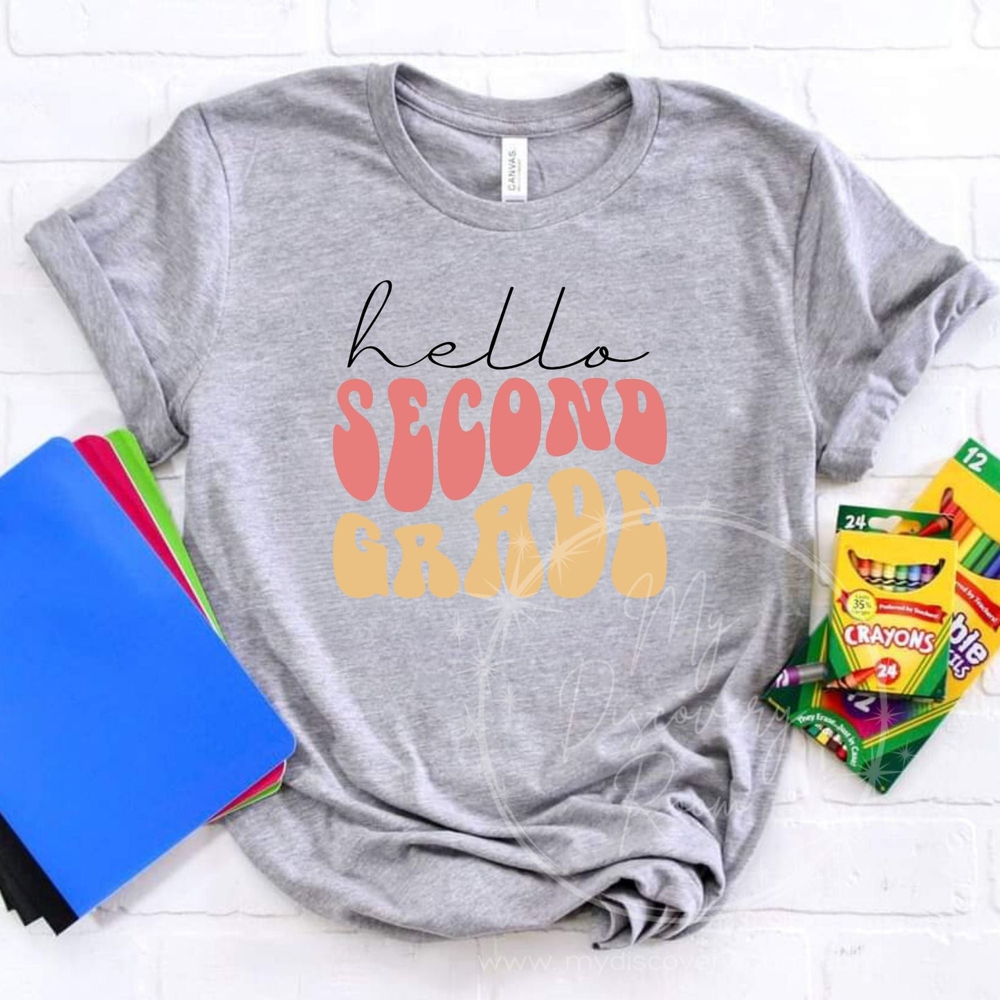 Hello Grade Level Wavy Text Graphic Tee - Youth Size - MyDiscoveryRoom