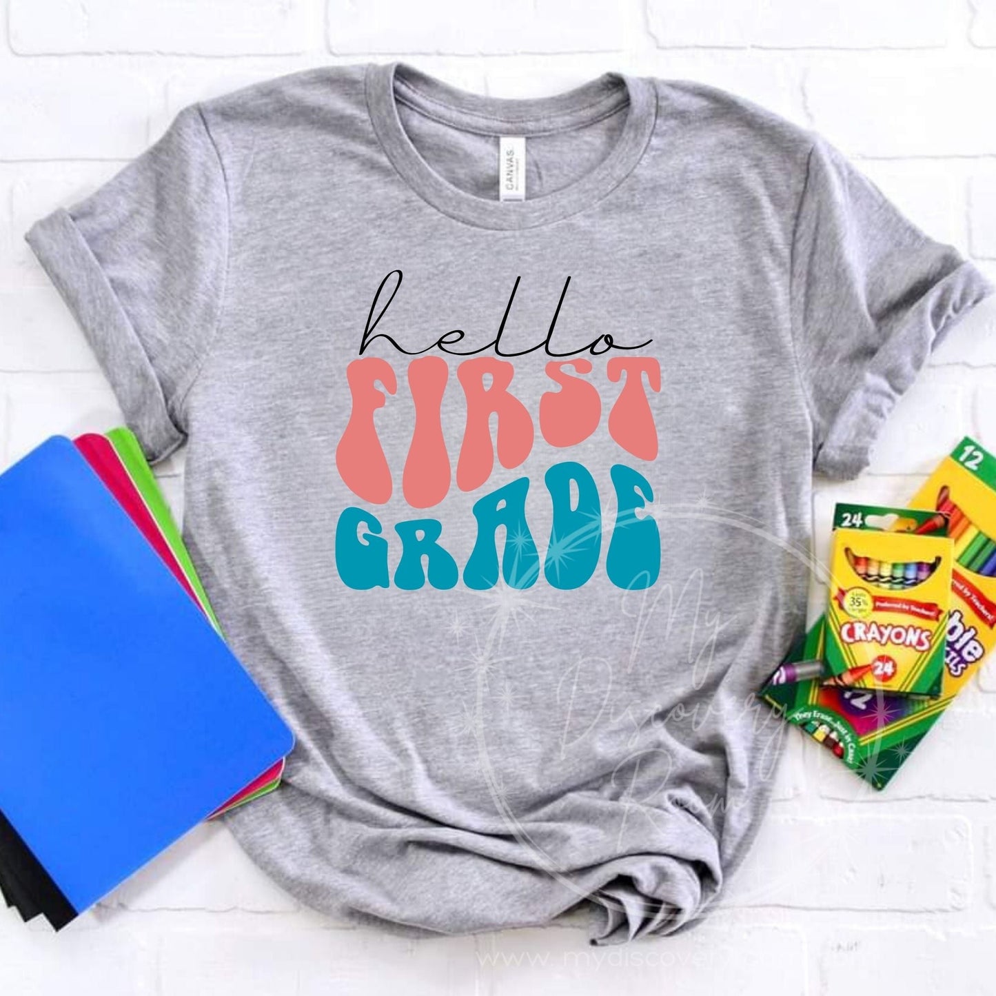 Hello Grade Level Wavy Text Graphic Tee - Youth Size - MyDiscoveryRoom