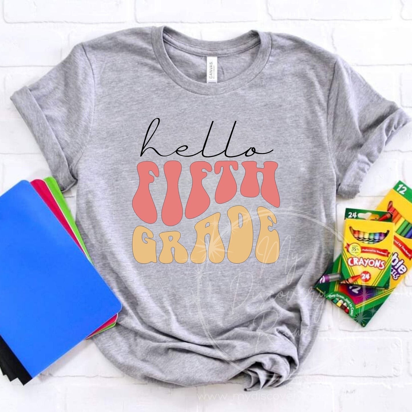 Hello Grade Level Wavy Text Graphic Tee - Youth Size - MyDiscoveryRoom