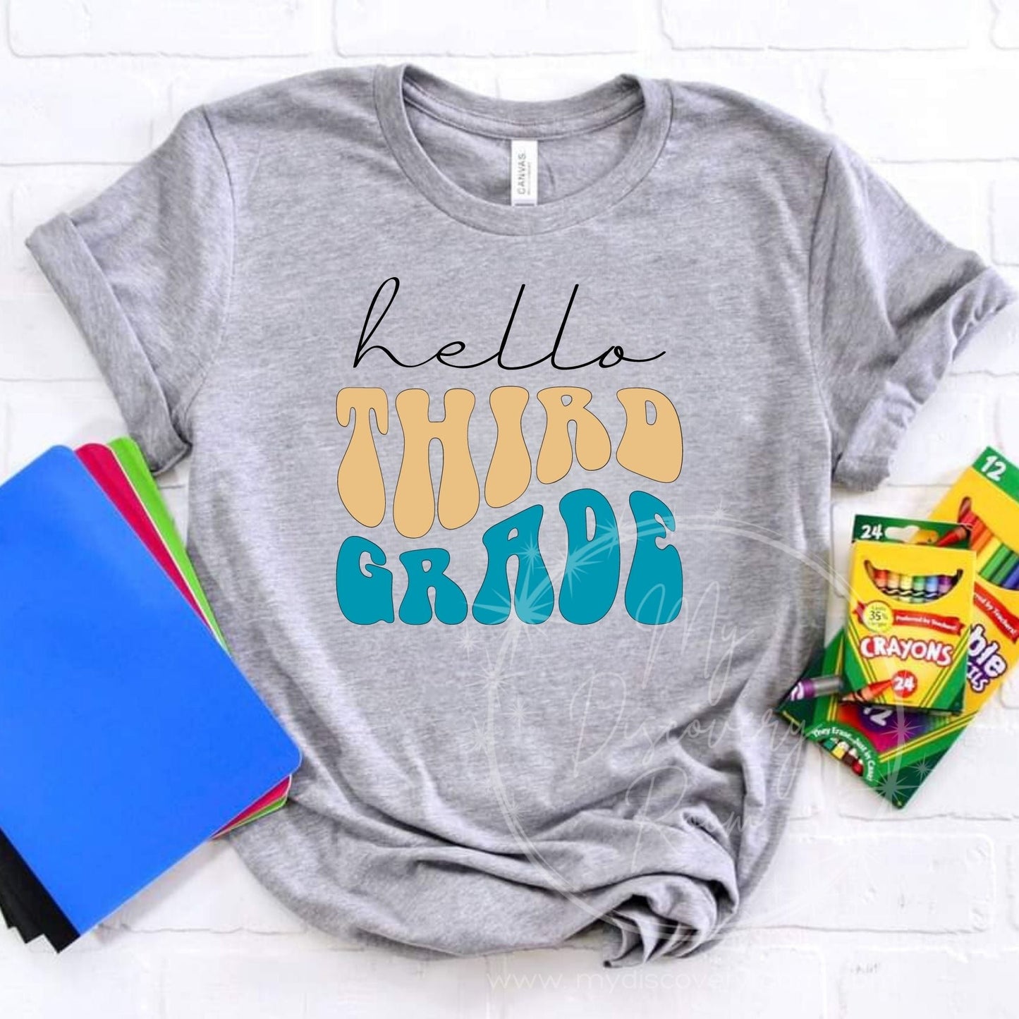 Hello Grade Level Wavy Text Graphic Tee - Youth Size - MyDiscoveryRoom
