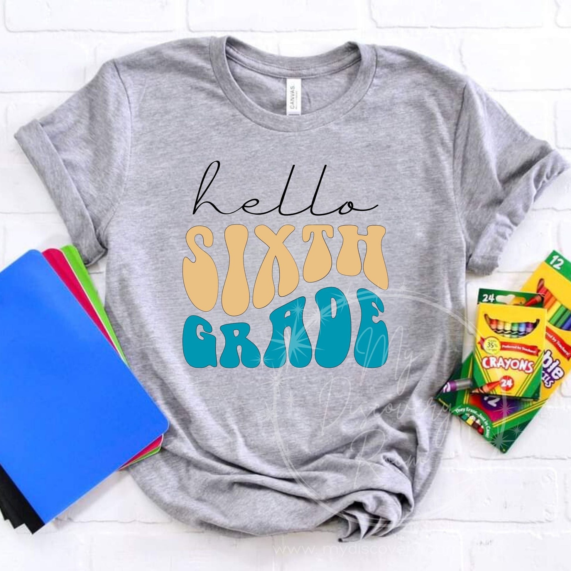 Hello Grade Level Wavy Text Graphic Tee - Youth Size - MyDiscoveryRoom