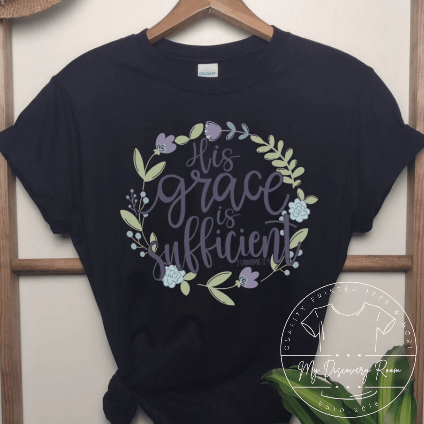 His Grace Is Sufficient 2 Corinthians 12:9 Graphic Tee - MyDiscoveryRoom