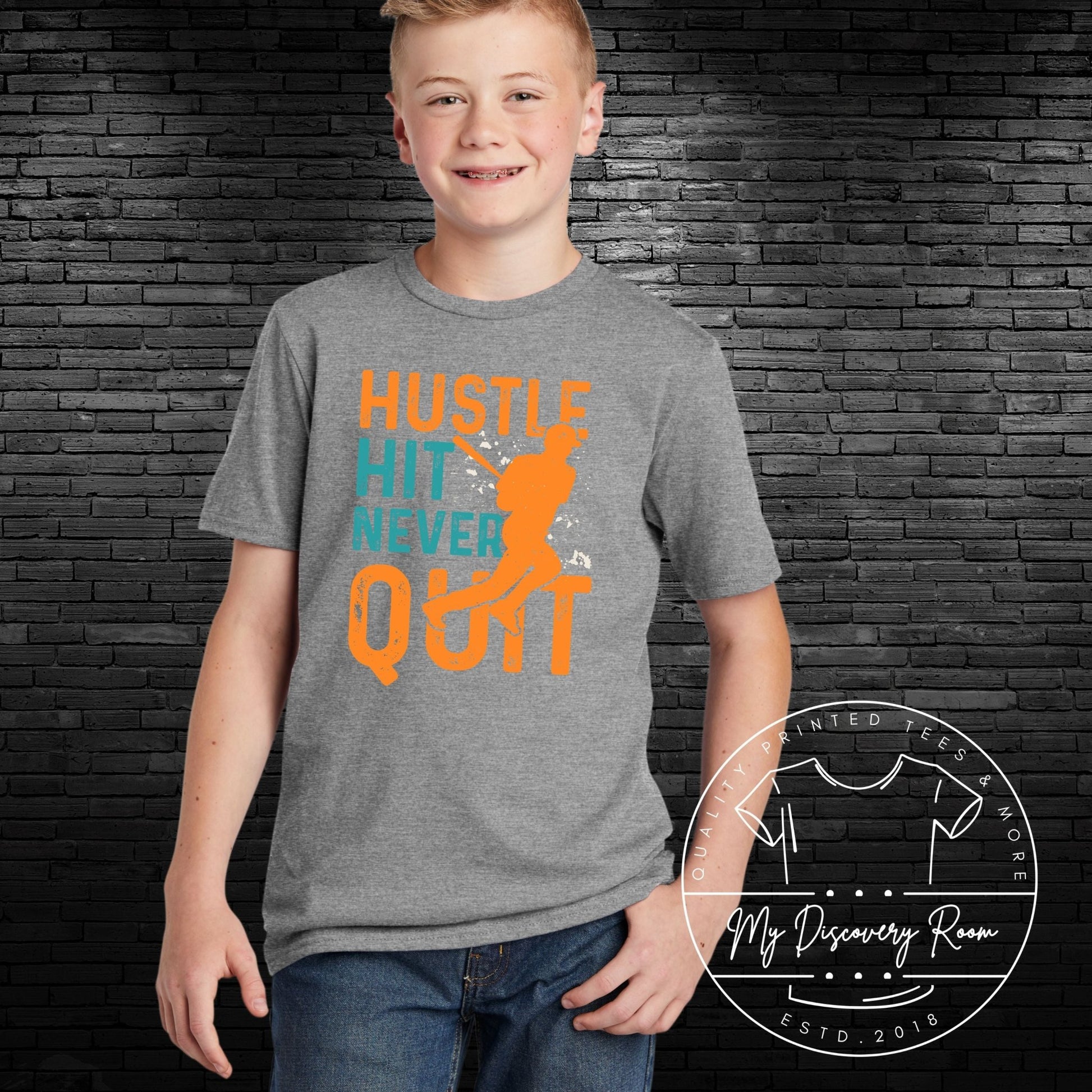 Hustle Hit Never Quit Kids Graphic Tee - MyDiscoveryRoom