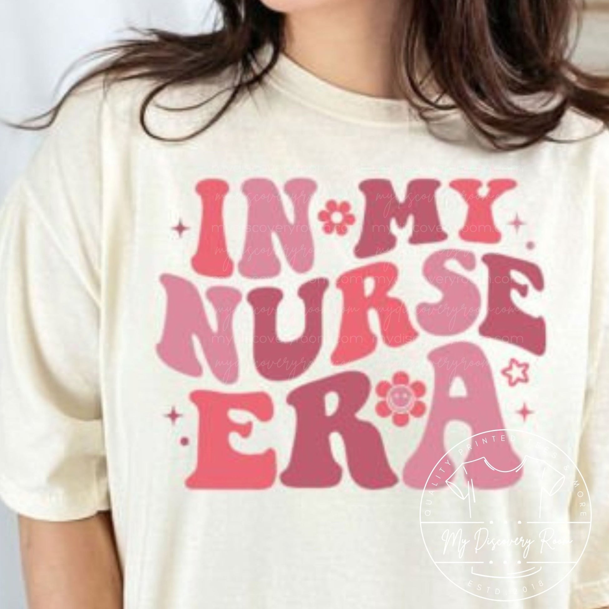 In My Nurse Era Wavy Retro Font Graphic Tee - MyDiscoveryRoom