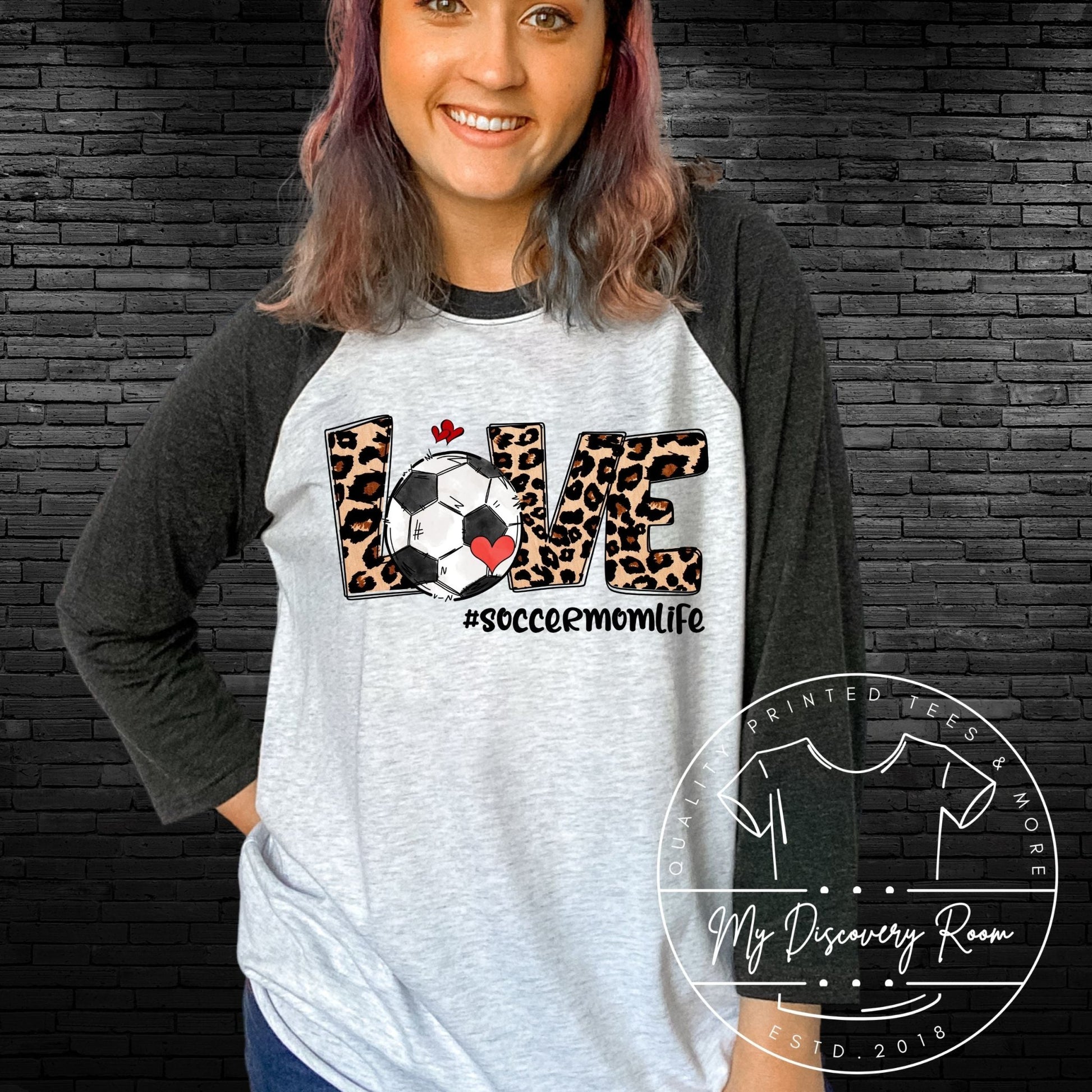 Love Soccer Momlife Leopard Print Graphic Tee - MyDiscoveryRoom
