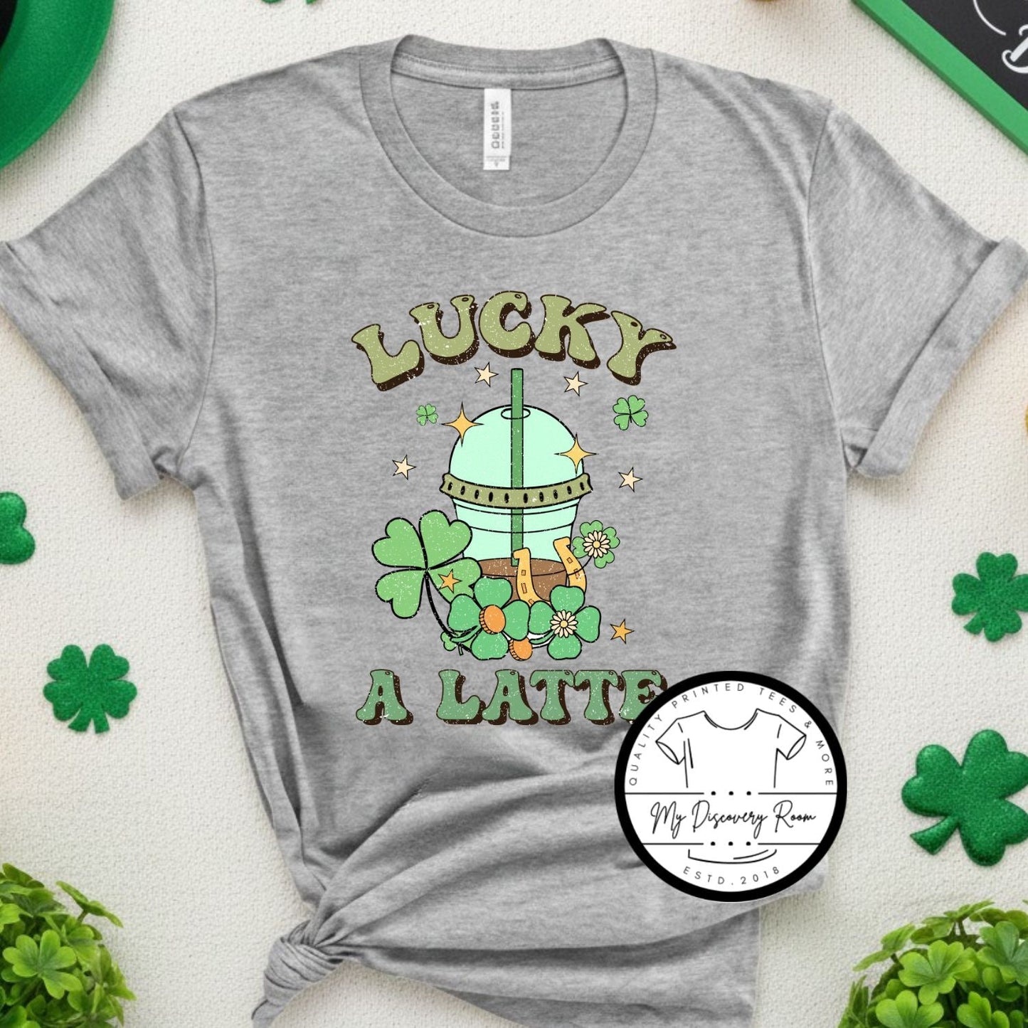 Lucky a Latte Iced Coffee Graphic Tee - MyDiscoveryRoom