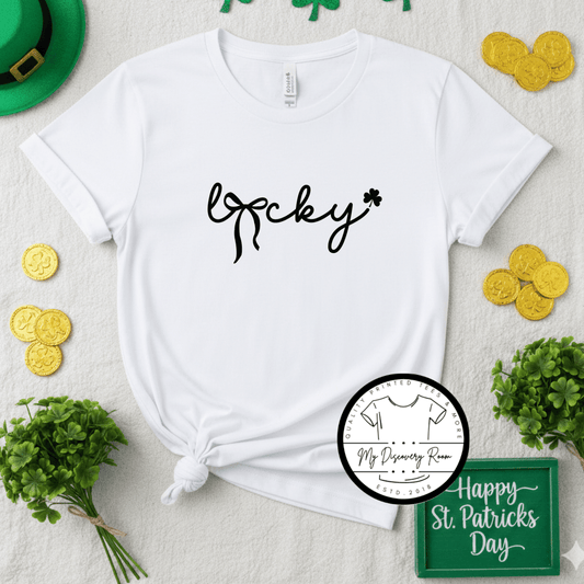 Lucky with Bow Graphic Tee - MyDiscoveryRoom