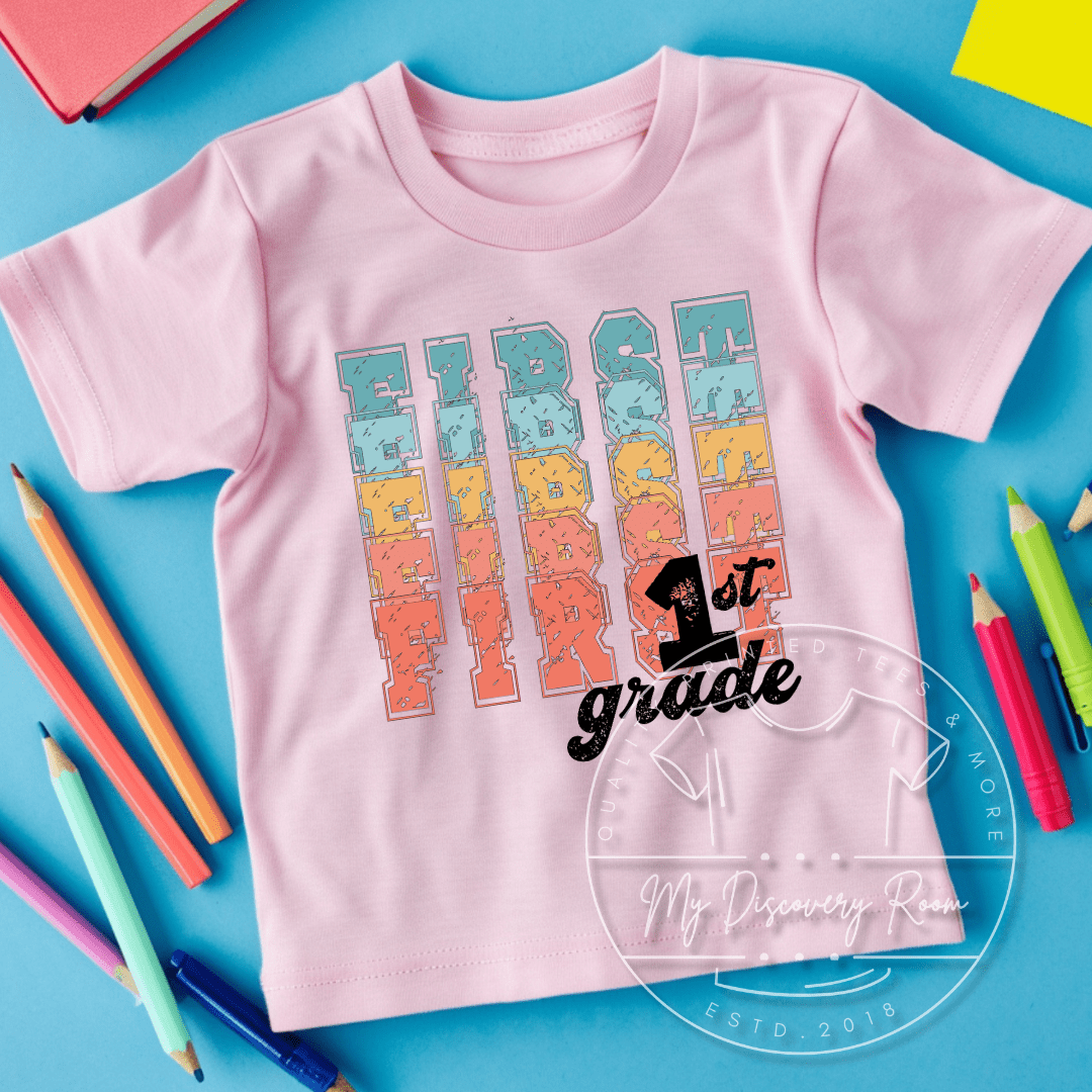 Multi Color Stacked Grade Level Graphic Tee - MyDiscoveryRoom