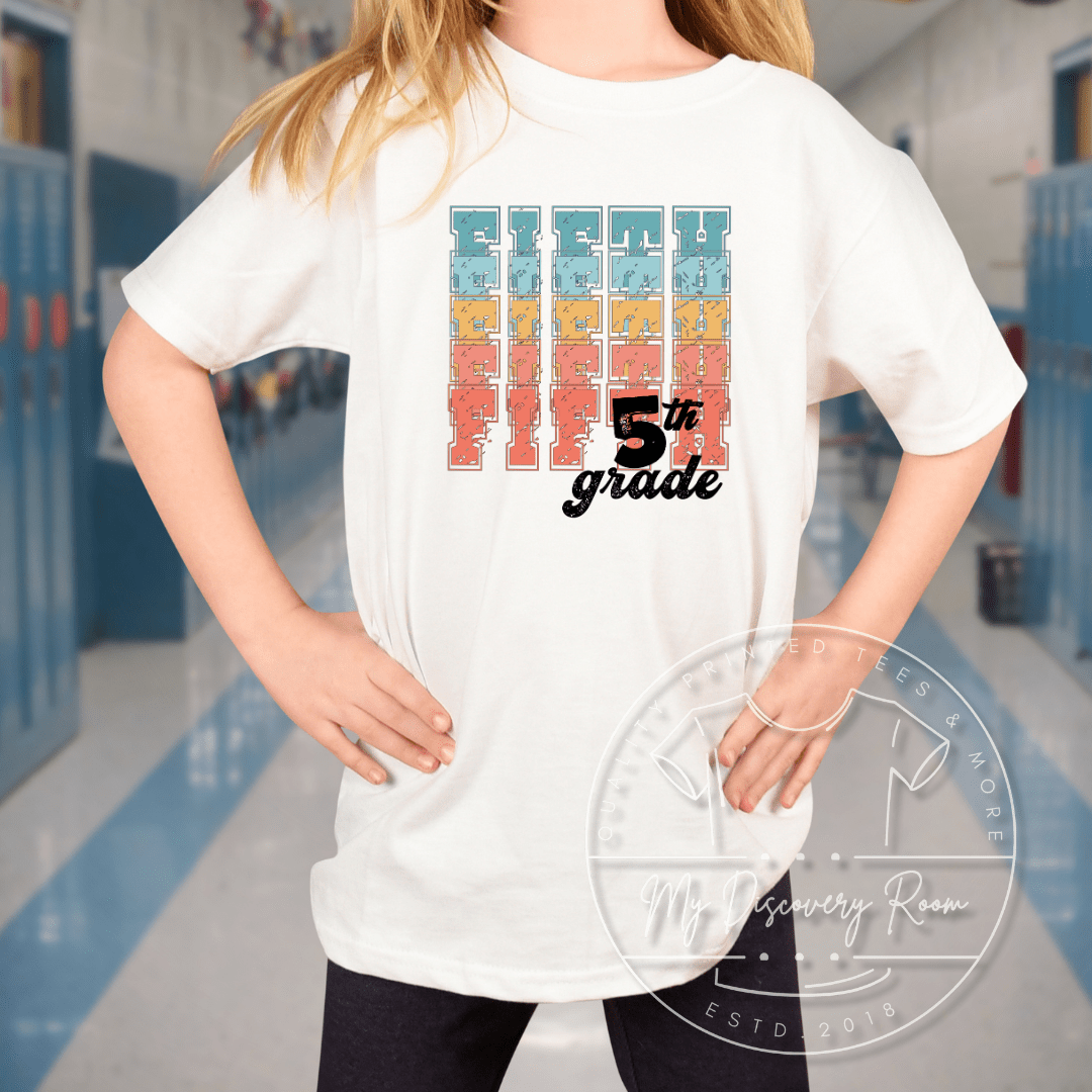 Multi Color Stacked Grade Level Graphic Tee - MyDiscoveryRoom