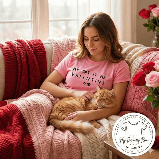 My Cat Is My Valentine Graphic Tee - MyDiscoveryRoom