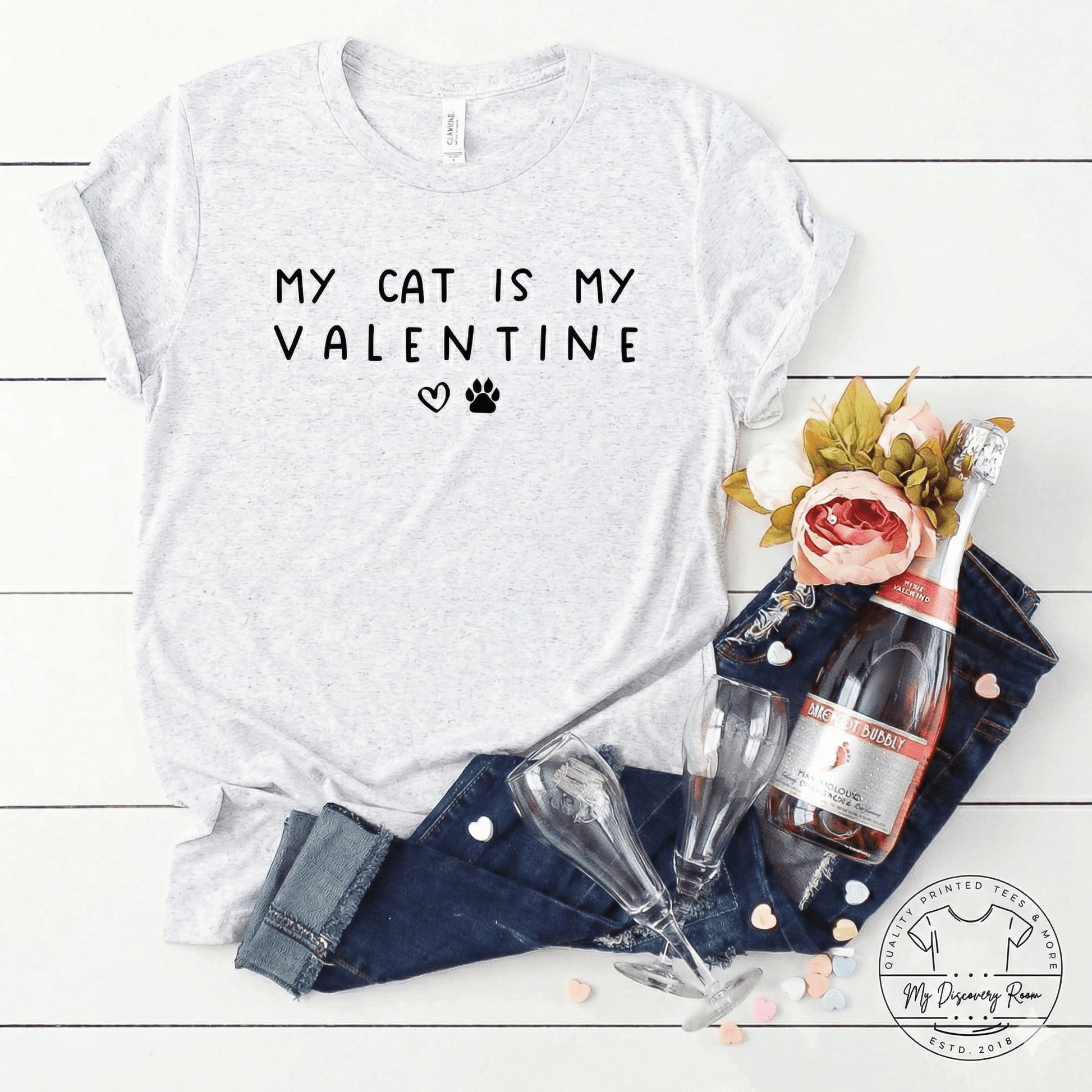 My Cat Is My Valentine Graphic Tee - MyDiscoveryRoom