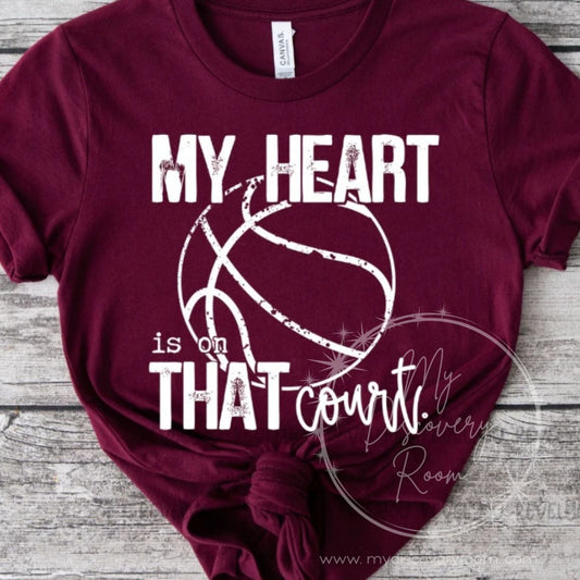 My Heart Is On That Court With Basketball Graphic Tee - MyDiscoveryRoom