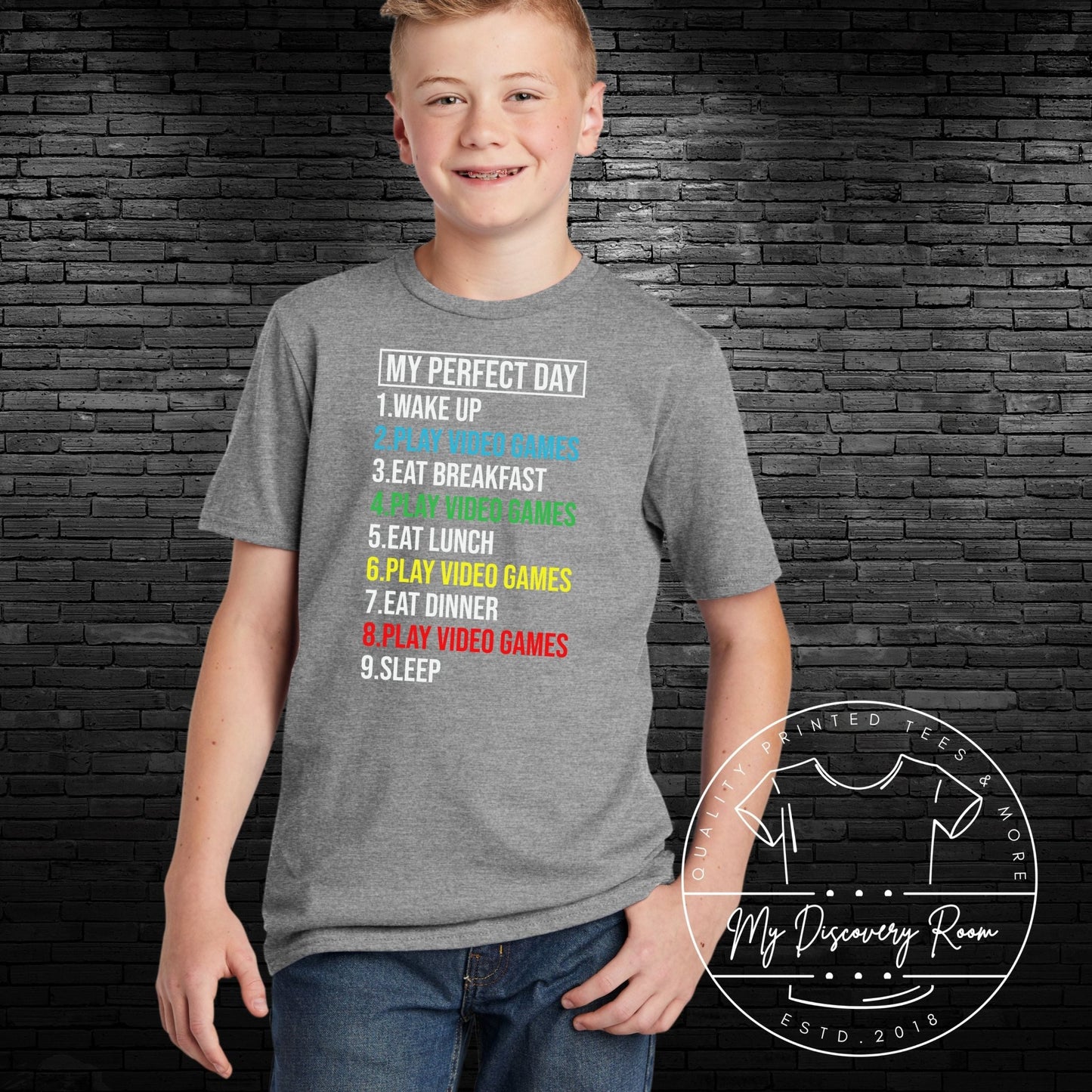 My Perfect Day Gamer Kids Graphic Tee - MyDiscoveryRoom