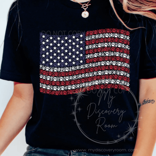 Paw Print American Flag Graphic Tee - MyDiscoveryRoom