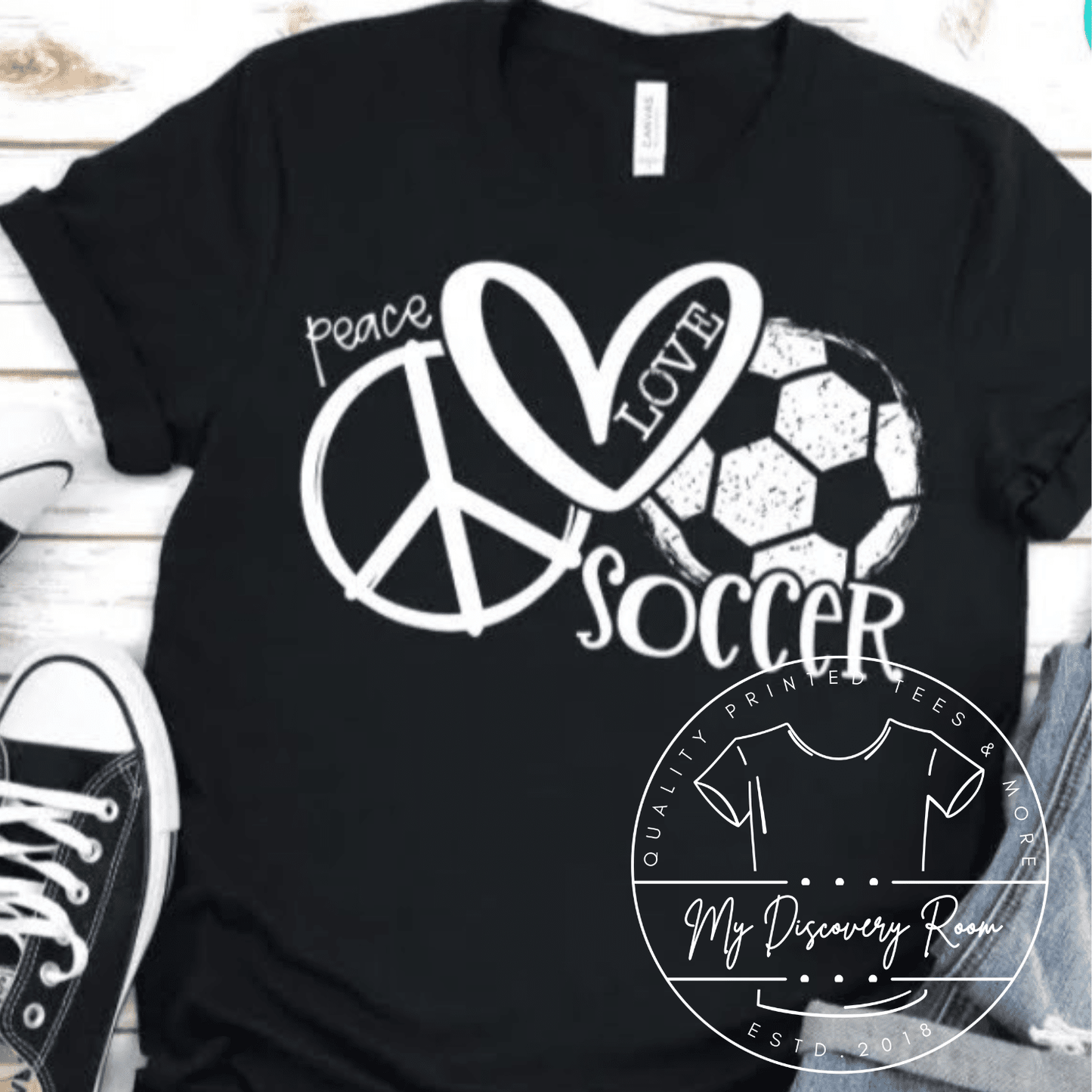 Peace Love Soccer Graphic Tee - MyDiscoveryRoom