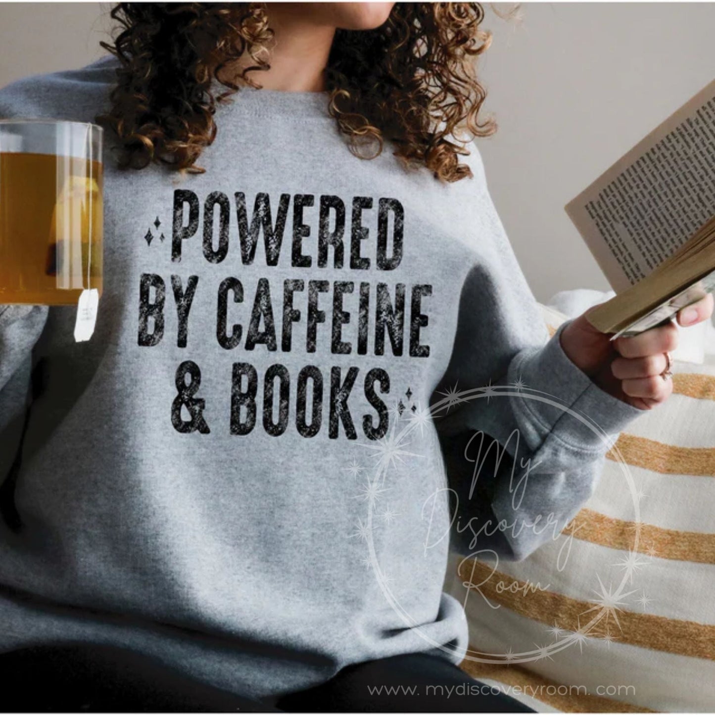 Powered By Caffeine & Books Graphic Tee - MyDiscoveryRoom