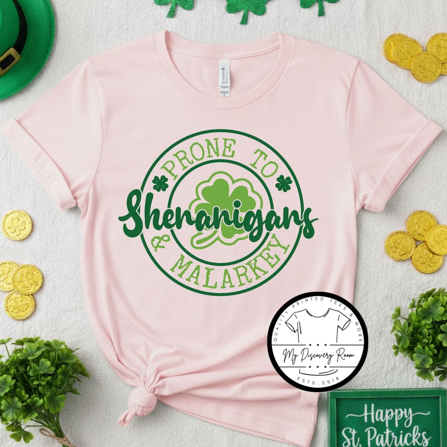 Prone to Shenanigans and Malarkey Circle Graphic Tee - MyDiscoveryRoom