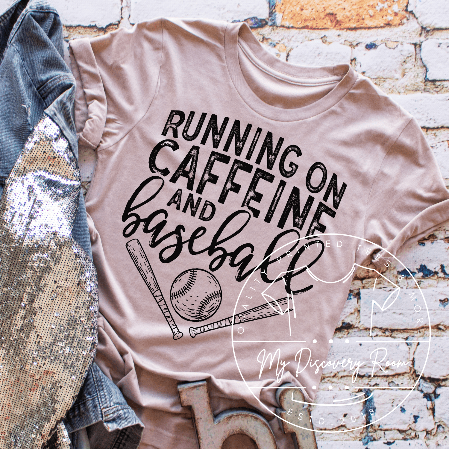 Running On Caffeine And Baseball Sports Graphic Tee - MyDiscoveryRoom