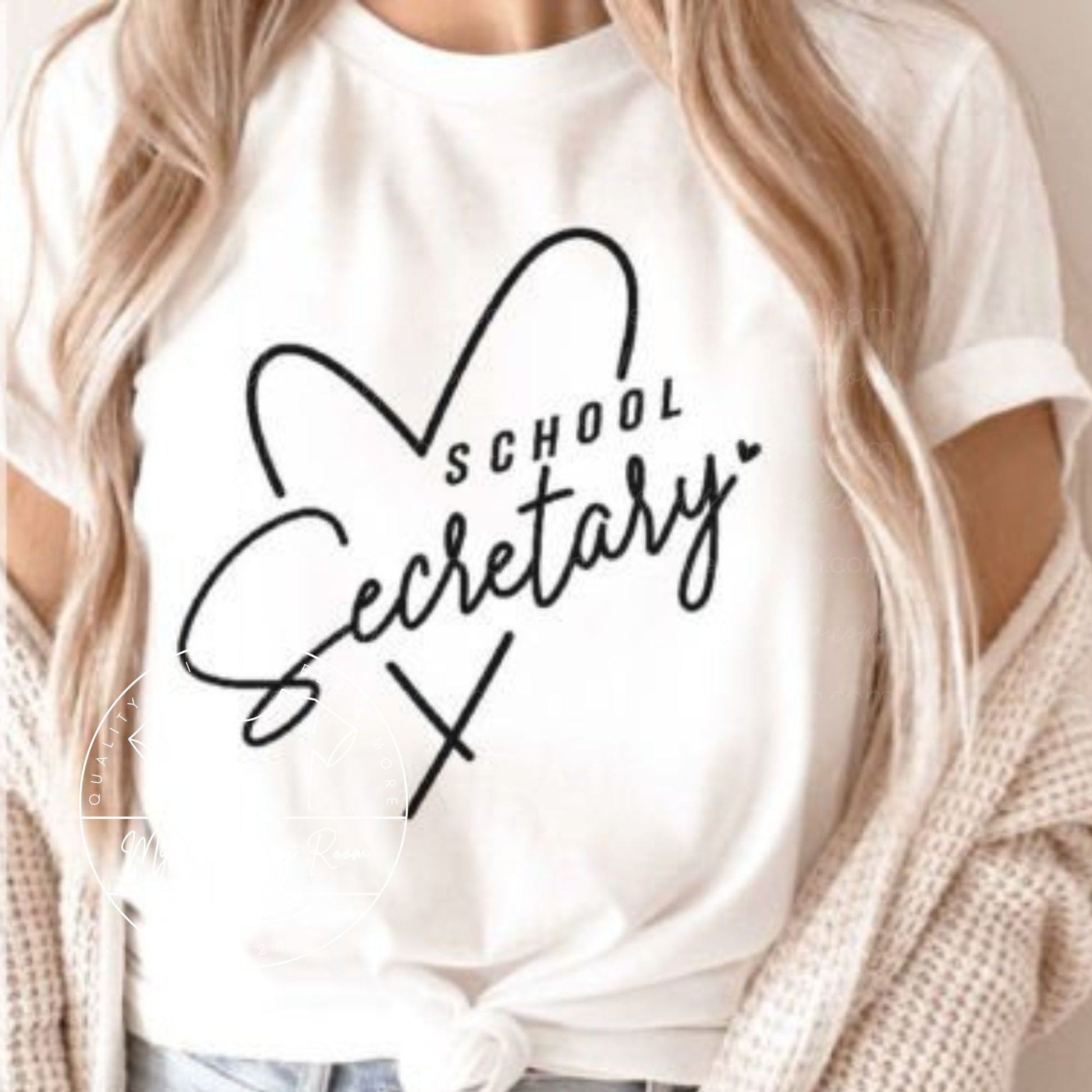 School Secretary With Heart Graphic Tee - MyDiscoveryRoom