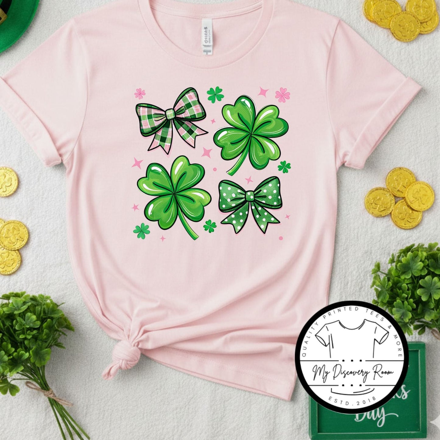 Shamrocks and Bows Graphic Tee - MyDiscoveryRoom