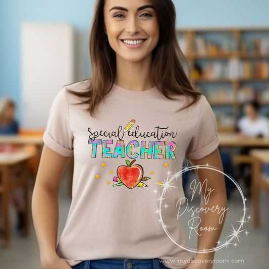 Special Education Teacher with Apple Graphic Tee - MyDiscoveryRoom