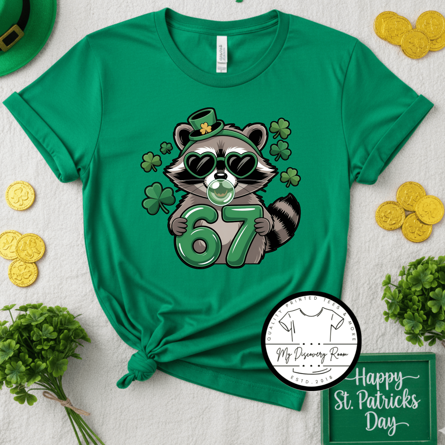 St. Patrick’s Raccoon 67 Graphic Tee - MyDiscoveryRoom