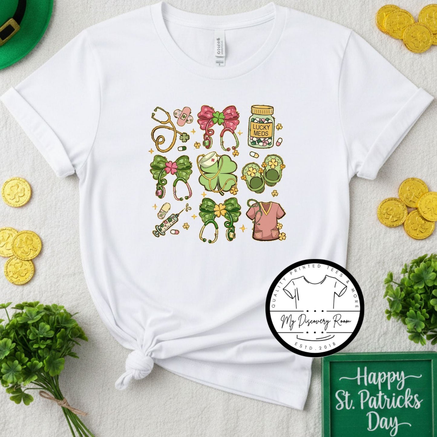 Stethoscopes and Shamrocks St. Patrick’s Day Graphic Tee - MyDiscoveryRoom