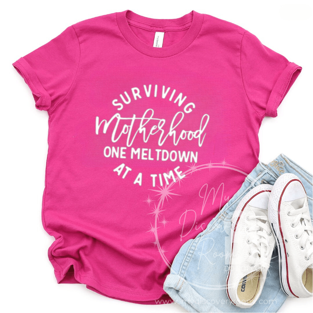 Surviving Motherhood One Meltdown At A Time (Style 3) Graphic Tee - MyDiscoveryRoom