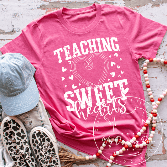 Teaching Sweethearts White Ink Only Graphic Tee - MyDiscoveryRoom