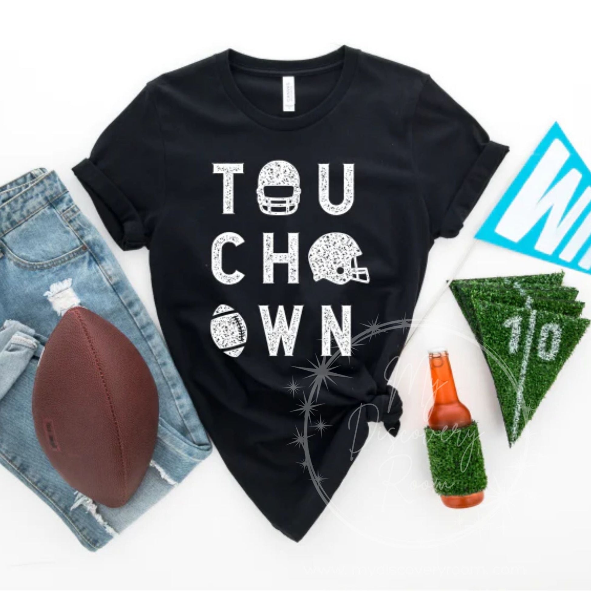 Touchdown with Helmet & Football Graphic Tee - MyDiscoveryRoom