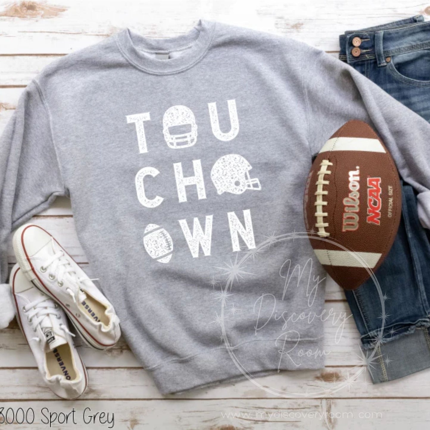 Touchdown with Helmet & Football Graphic Tee - MyDiscoveryRoom