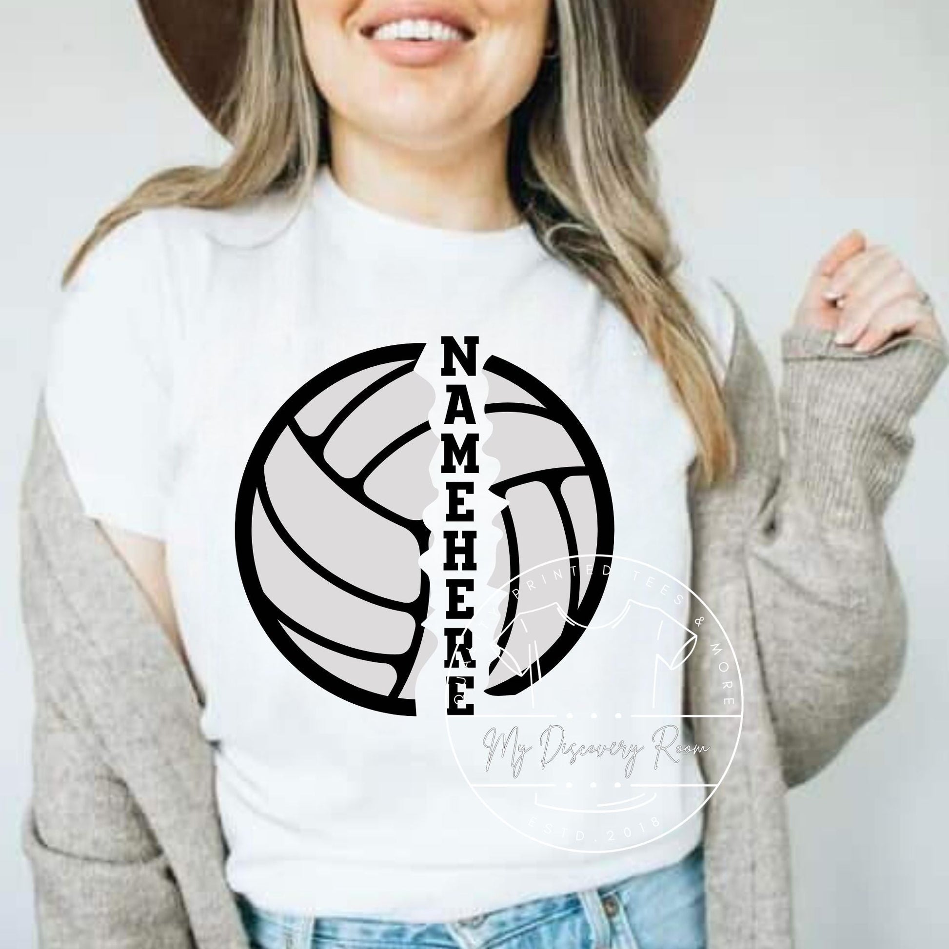 Volleyball Frayed With Your Name Graphic Tee - MyDiscoveryRoom