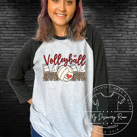 Volleyball Mom Leopard Print Graphic Tee - MyDiscoveryRoom