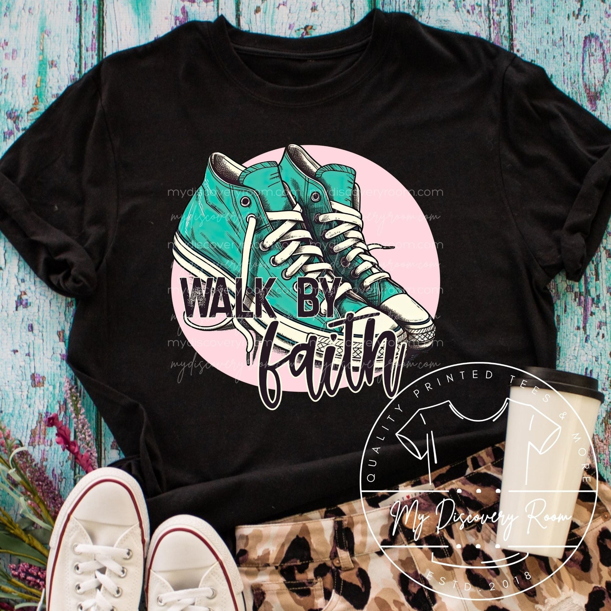Walk By Faith Sneakers Graphic Tee - MyDiscoveryRoom