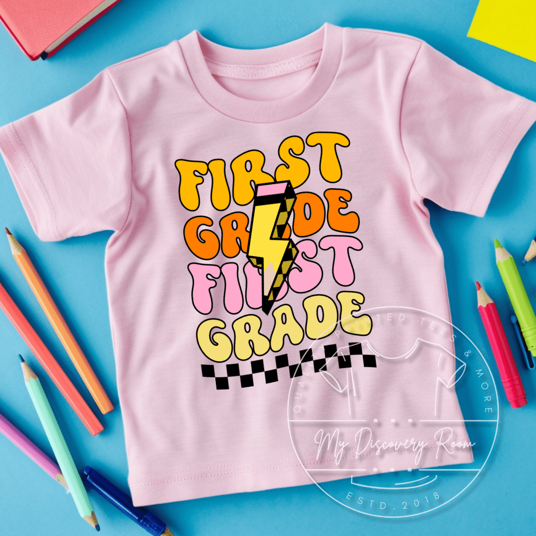 Wavy Grade Level With Pencil Graphic Tee - MyDiscoveryRoom