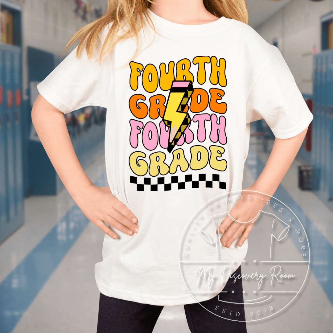 Wavy Grade Level With Pencil Graphic Tee - MyDiscoveryRoom