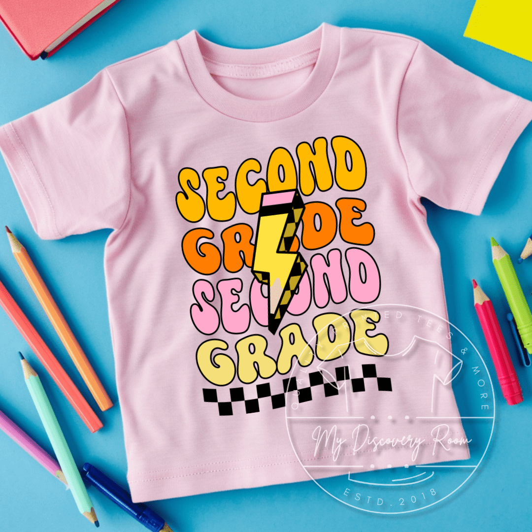 Wavy Grade Level With Pencil Graphic Tee - MyDiscoveryRoom