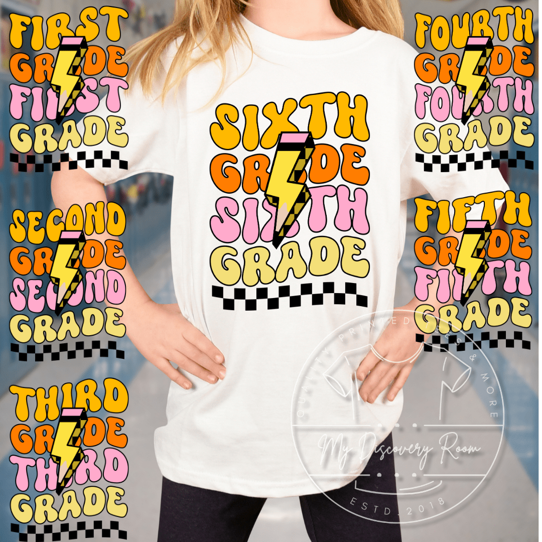 Wavy Grade Level With Pencil Graphic Tee - MyDiscoveryRoom