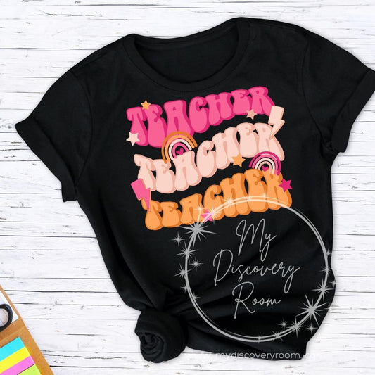 Wavy Retro Teacher Graphic Tee - MyDiscoveryRoom